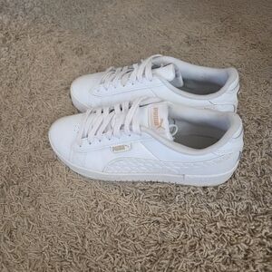 Puma Women's White and Gold Sneakers